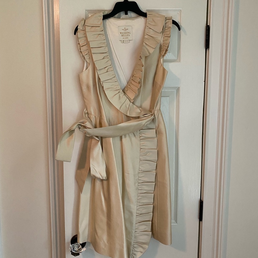 Cream Kate Spade Wedding Belles Ruffled Wrap Dress